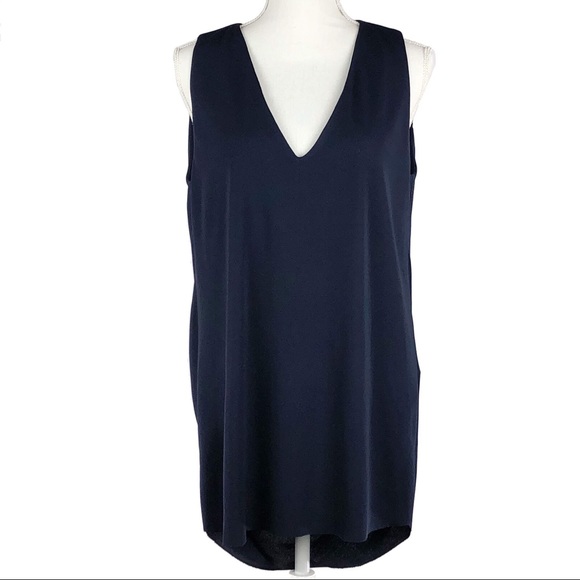 Zara Tops - ZARA | Navy Open Back Drape Blouse